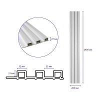 Декоративні рейки на стіну, рейкові панелі 290х20х2,7см, Біле дерево (SW-00003005)