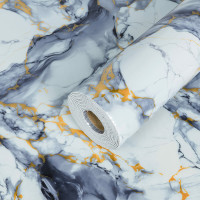 Самоклеюча PET плитка для стін в рулоні 3м під мармур, Сірий с золотом (SW-00002636)
