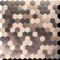 Самоклеюча алюмінієва плитка мозаїка для стін 30х30см, Мідні соти (SW-00001930)