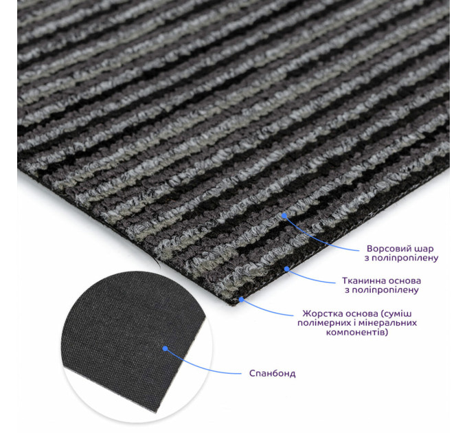 Плитка под ковролин без клеевого слоя 500х500х4мм Чёрно-серый SW-00002713