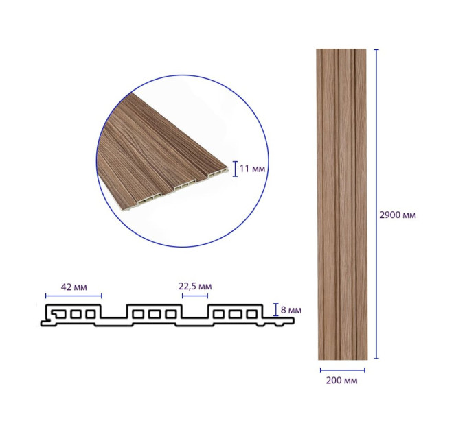 Декоративні рейки на стіну, рейкові панелі 290х20х1,1см (SW-00003007)