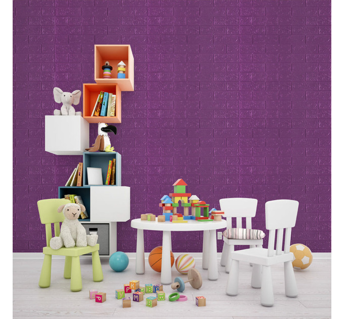 Самоклеющиеся 3D панели под фиолетовый кирпич, 3Д панели самоклейка для стен (016-3) (SW-00003248)