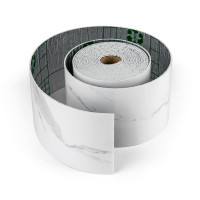 Гнучкий вініловий самоклеючий плінтус / багет самоклейка 5000х100х2мм, глянсовий Білий мармур