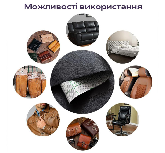 Самоклеющая экокожа в рулоне 1м, кожзам самоклейка, Черная
