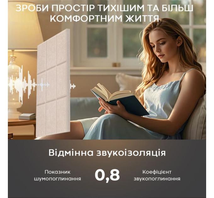 Самоклеючі звуко- та теплоізоляціних войлочних панелей 30х30см для стін та стелі, Молчний меланж (SW-00002701)