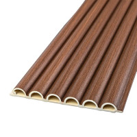 Декоративні круглі рейки на стіну, рейкові стінові панелі  300х15,2х1,5см, Коричневий бамбук (SW-00001872)