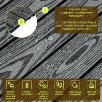 Композитна плитка ДПК 60х30х2.3см, декінг, садовий паркет, Антрацит (SW-00003293)