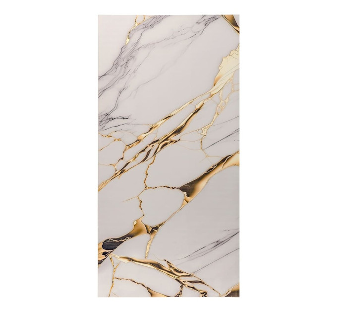 Декоративна ПВХ плита для стін під мармур 1,22х2,44м, Білий с золотом (SW-00002593)