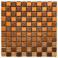 Самоклеюча скляна мозаїка 298х298х4,5мм, мозаїчна плитка на стіну, Мідна (SW-00002360)