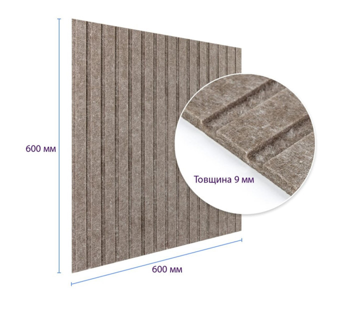 Самоклеючі звуко- та теплоізоляціних войлочних панелей 30х30см для стін та стелі, Коричневий (SW-00002706)