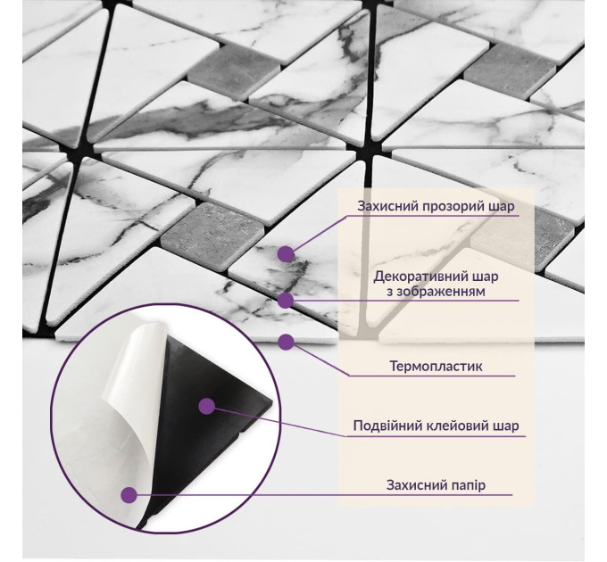 Самоклеящаяся PET мозаика 300х300х4мм SW-00003256