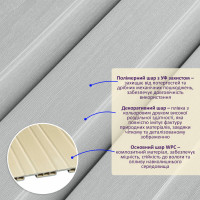 Декоративні рейки на стіну, рейкові панелі 290х20х1,1см, Світлий Сірий (SW-00003012)