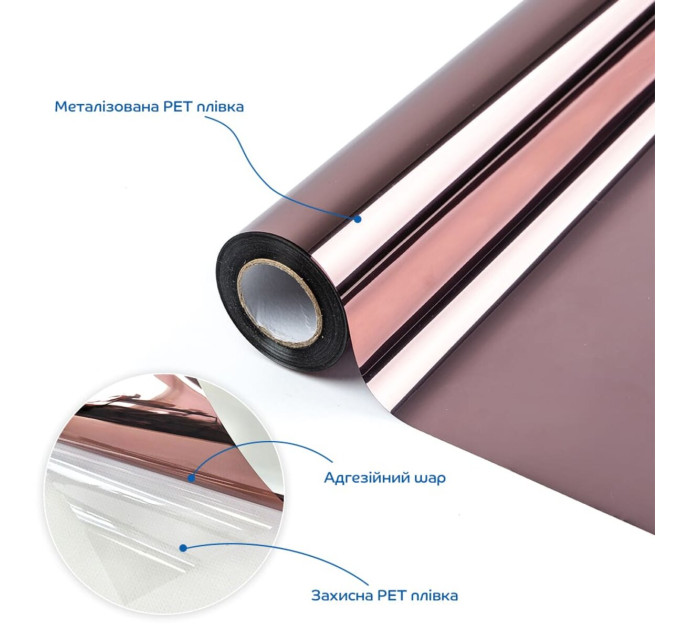 Зеркальная солнцезащитная плёнка для окон Бронза 600х10000х0,08мм SW-00002716