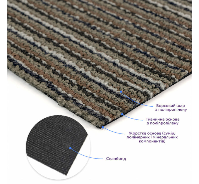 Плитка под ковролин без клеевого слоя 500х500х4мм Коричнево-серый SW-00002714