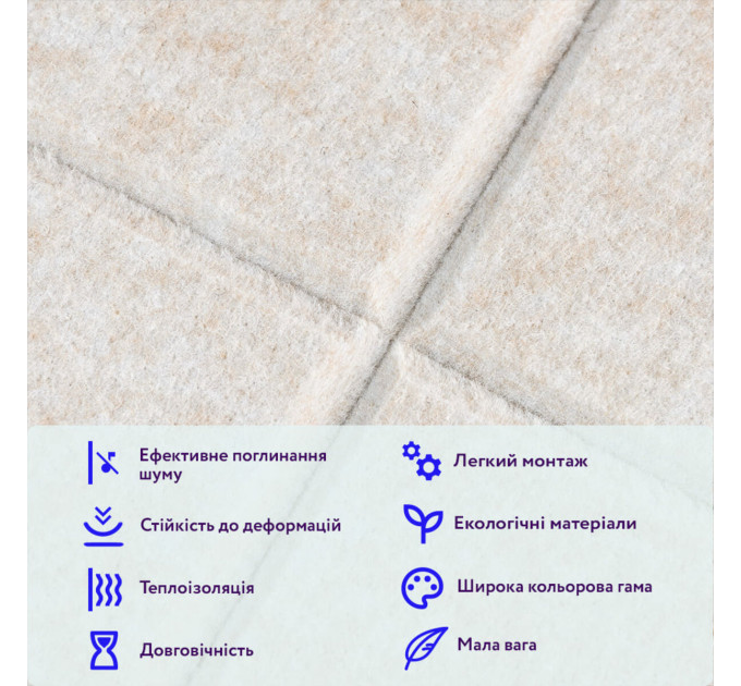 Самоклеючі звуко- та теплоізоляціних войлочних панелей 30х30см для стін та стелі, Молчний меланж (SW-00002701)