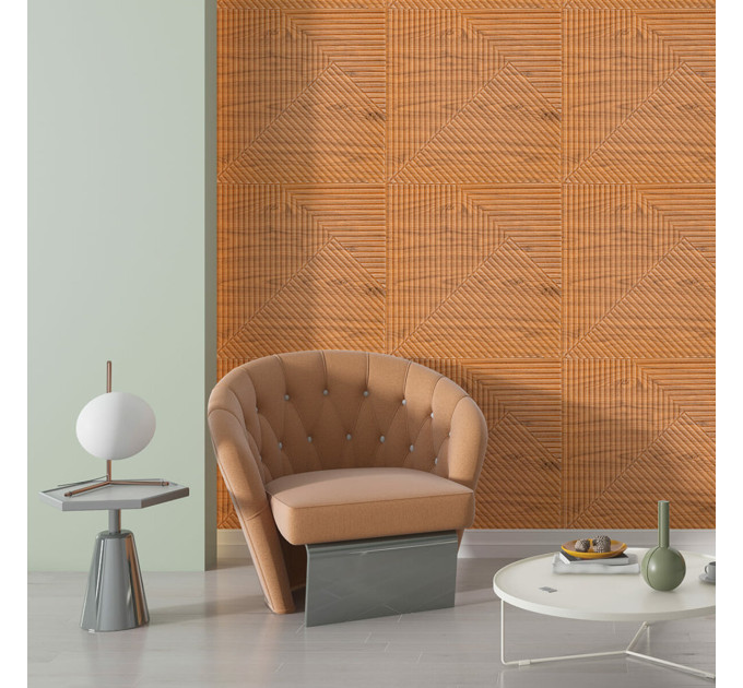 Самоклеющиеся 3D панели 50x50см под бамбук, 3Д панели самоклейка для стен, Золотое дерево (SW-00002885)