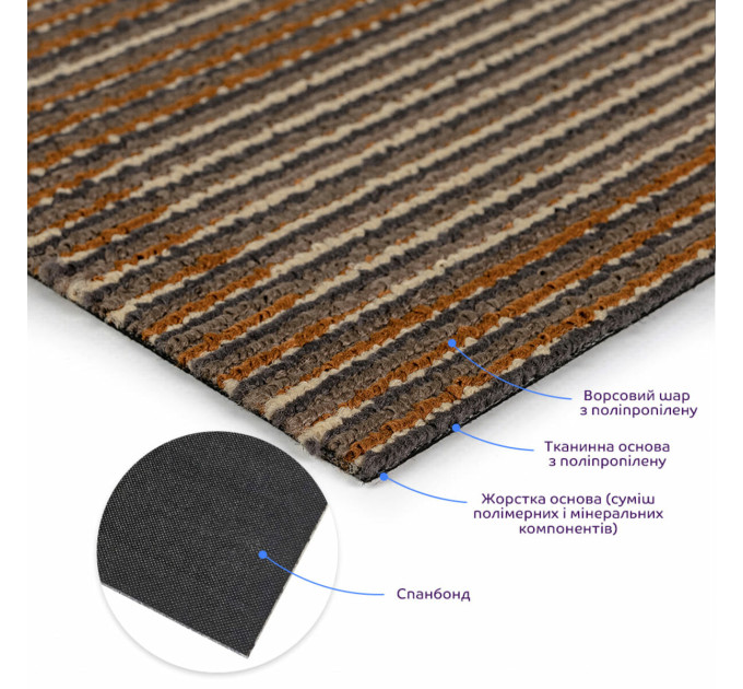 Плитка под ковролин без клеевого слоя 500х500х4мм Коричневый SW-00002712
