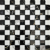 Самоклеюча PET плитка мозаїка 30х30см, Мармурові шахи (SW-00002448)