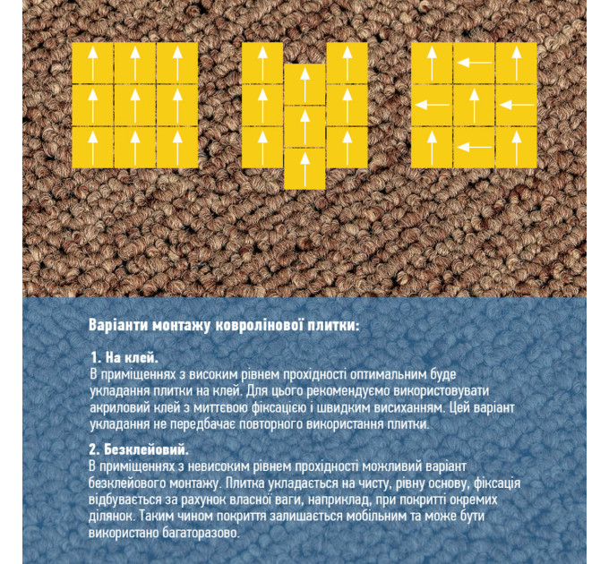 Плитка под ковролин без клеевого слоя 500х500х3мм Шоколад SW-00002710
