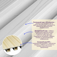 Декоративні рейки на стіну, рейкові панелі 290х20х2,7см, Біле дерево (SW-00003005)