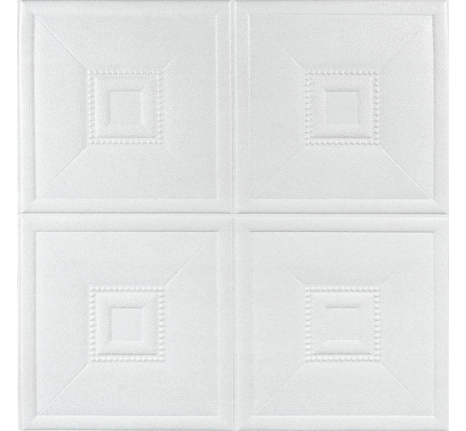 Самоклеючі 3Д панелі, 3D панелі самоклейка для стін 700x690х5мм , Білі квадрати (SW-00003305)