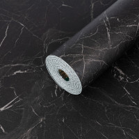 Самоклеюча вінілова плитка в рулоні 3мх60см для стін та підлоги, матова, Чорний мармур (SW-00002974)
