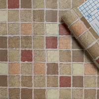 Самоклеющаяся пленка для мебели, самоклейка пленка, рулон 10м, Красная мозаика (10366-1)
