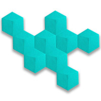 Самоклеющиеся декоративные 3D панели-шестиугольники на стену 20x23см, самоклейка, Голубой (1105)