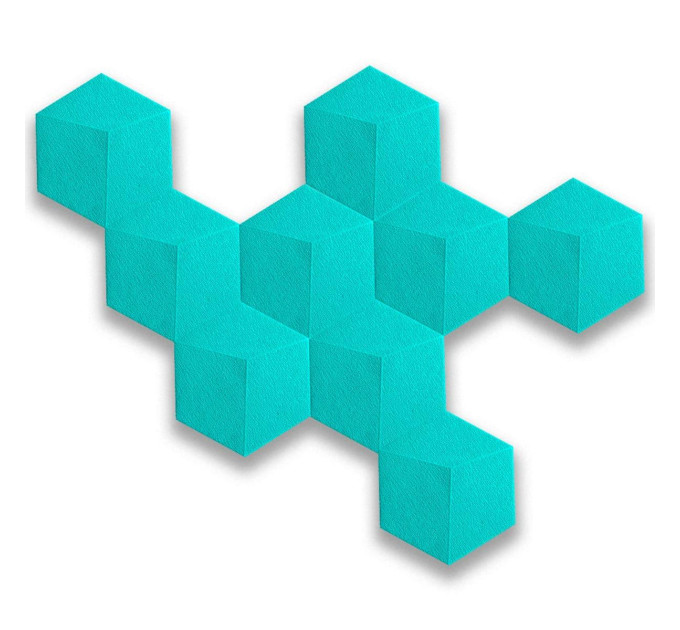 Самоклеющиеся декоративные 3D панели-шестиугольники на стену 20x23см, самоклейка, Голубой (1105)
