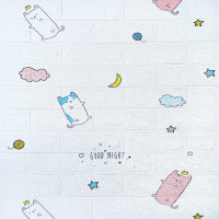 Самоклеючі 3Д панелі під цеглу кошенята, 3D панелі самоклейка для дитячої кімнати 70х77см (105)