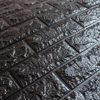 Самоклеющиеся 3D панели под черный кирпич 70x77x0,7см, 3Д панели самоклейка для стен (019-7)