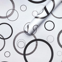 Самоклеюча плівка для обклеювання меблів, дверей, самоклейка в рулоні 10м, Біла з колами (KN-X0037-1)