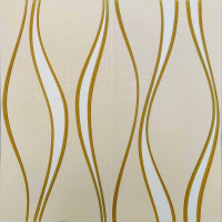 Самоклеючі 3Д панелі золоті хвилі, 3D панелі самоклейка для стін 70x70см (194)