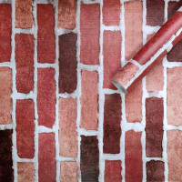 Самоклеюча плівка під цеглу, самоклейка для меблів, рулон 10м, Бордова (KN-M0018-1)