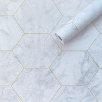 Самоклеюча плівка під малахітовий мармур, самоклейка для меблів, рулон 10м, Золоті стільники (KN-X0051-3)