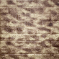 Самоклеючі 3Д панелі під цеглу Коричневий із золотом мармур, 3D панелі самоклейка для стін 70x77см (361)