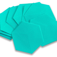 Самоклеющиеся декоративные 3D панели-шестиугольники на стену 20x23см, самоклейка, Голубой (1105)