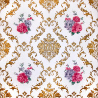 Самоклеючі 3Д панелі Вензель золотий, 3D панелі самоклейка для стін 70x70см (401)