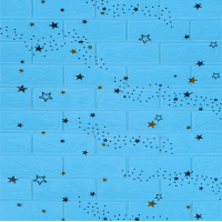 Самоклеючі 3Д панелі під цеглу Блакитні зірки, 3D панелі самоклейка для стін 70х77см (321)
