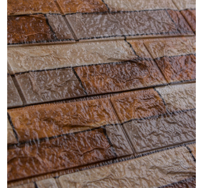 3Д панелі самоклейка, м'які самоклеючі 3D панелі під коричневий піщаник 700x770x3мм (340-3)