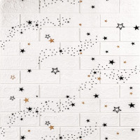 Самоклеючі 3Д панелі під білу цеглу з зірками, 3D панелі самоклейка для стін Зірки 70x77см (021-3)