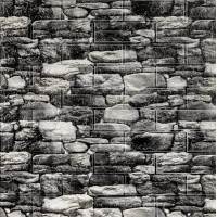 Самоклеючі 3Д панелі під чорний Катеринославський камінь, 3D панелі самоклейка для стін 70x77см (040)