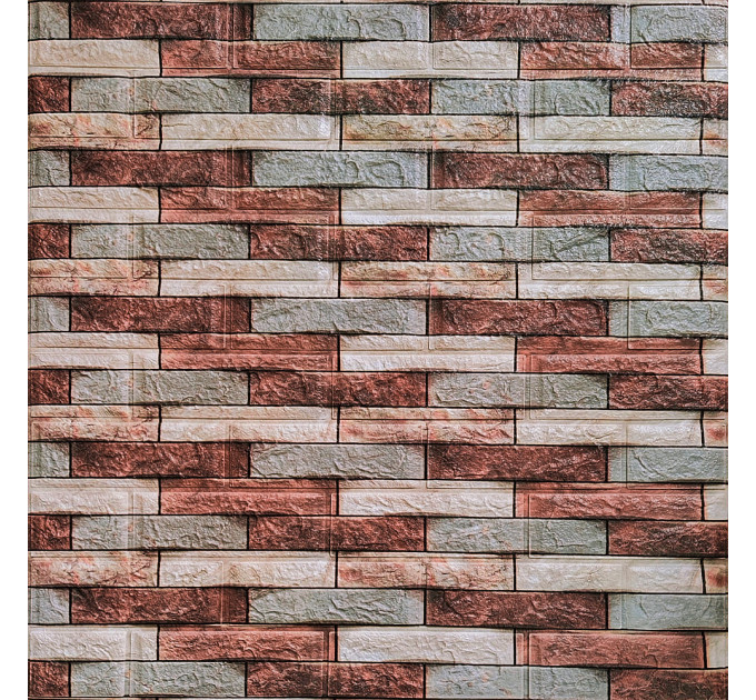 Самоклеющиеся 3D панели под Екатеринославский кирпич Коричневый песчаник, 3Д панели самоклейка для стен 70х77см (340)