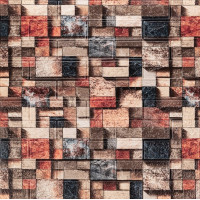 Самоклеючі 3Д панелі під цеглу Кольорова мозаїка, 3D панелі самоклейка для стін 70х77см (350)