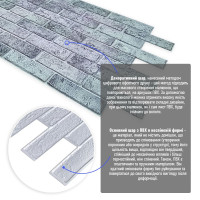 Декоративные пластиковые ПВХ панели для стен под серый кирпич 480х960х4мм (SW-00001557)