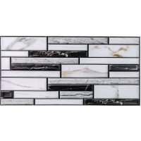 Декоративні пластикові ПВХ панелі під чорно-білу мармурову цеглу для стін 960х480х4мм (SW-00001776)
