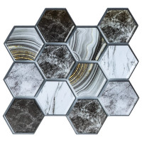 Самоклеюча декоративна плитка ПВХ для стін 30х30см, самоклейка на стіни, Мармурові соти (СПП-500)