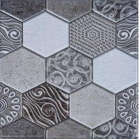 Самоклеюча декоративна плитка ПВХ для стін 30х30см, самоклейка на стіни, Сірі соти (СПП-603)