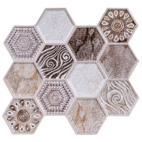 Самоклеюча декоративна ПВХ плитка для стін 30х30см, самоклейка на стіни, Вінтажні соти (СПП-507)