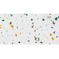 Самоклеюча PET плитка для стін 60х30см, Біла в кольорову цятку, глянсова, Терраццо